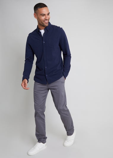 Threadbare Navy 2-Pack Cotton Pique Jersey Long Sleeve Shirts