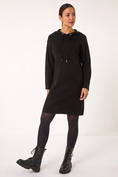 Roman Black Hooded Knit Dress