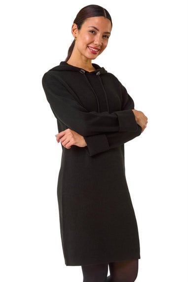 Roman Black Hooded Knit Dress