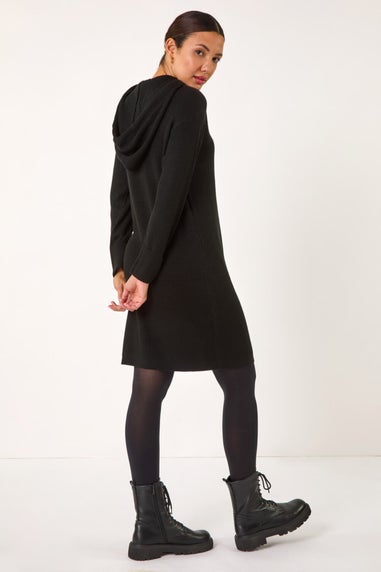 Roman Black Hooded Knit Dress