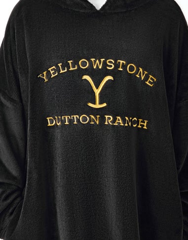 Yellowstone Black Dutton Ranch Logo Blanket Hoodie