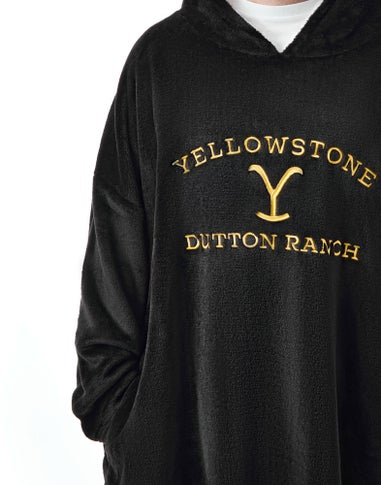 Yellowstone Black Dutton Ranch Logo Blanket Hoodie