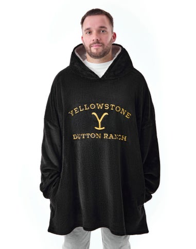 Yellowstone Black Dutton Ranch Logo Blanket Hoodie