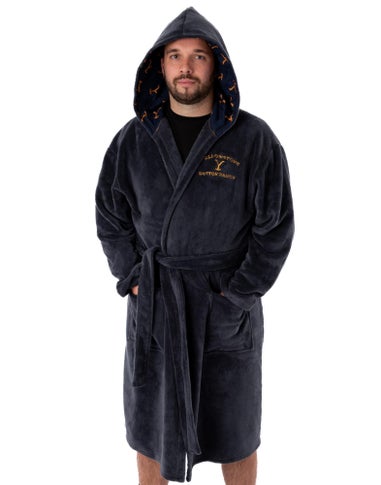 Yellowstone Blue Dutton Ranch Montana Hooded Bathrobe