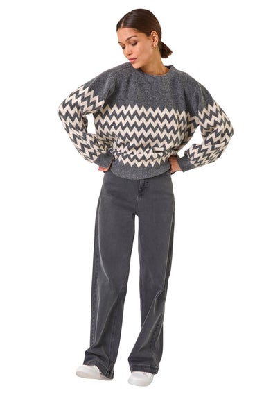 Roman Grey Zig Zag Knitted Jumper