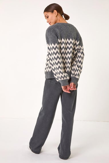 Roman Grey Zig Zag Knitted Jumper