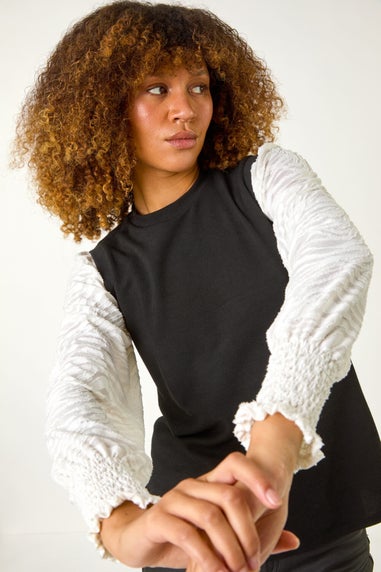 Roman Black 2 in 1 Animal Sleeve Top