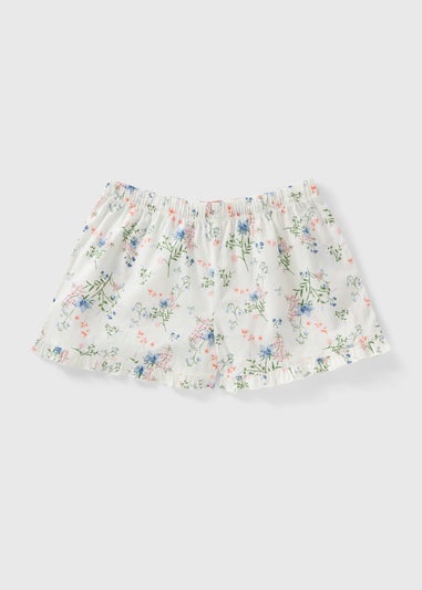 White Floral Frill Pyjama Shorts