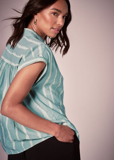 Et Vous Sage Stripe Blouse