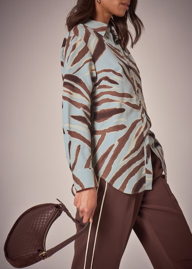 Et Vous Sage Zebra Longline Blouse