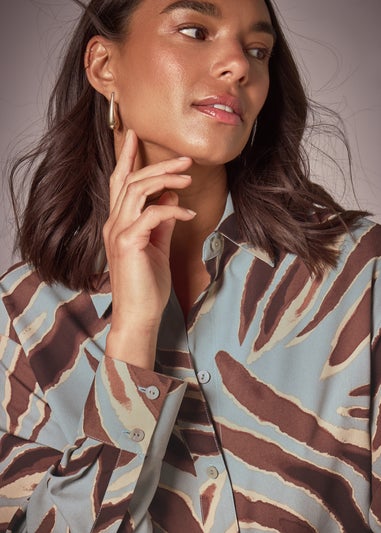 Et Vous Sage Zebra Longline Blouse