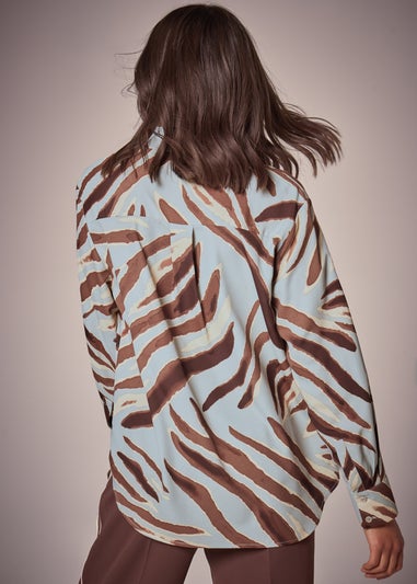 Et Vous Sage Zebra Longline Blouse