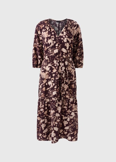Et Vous Brown Printed Belted Midi Dress