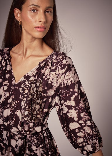 Et Vous Brown Printed Belted Midi Dress