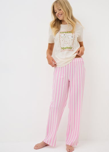 Cream Wide Leg Espresso Pyjama Set