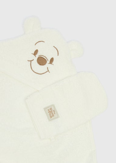 Cream Winnie The Pooh Hooded Towel & Mitt