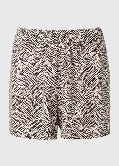 Black Mono Geometric Shorts