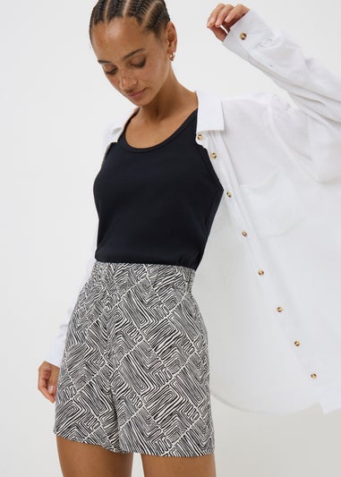 Black Mono Geometric Shorts