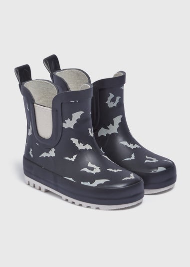 Boys Black Bat Chelsea Wellies (Younger 4-12)