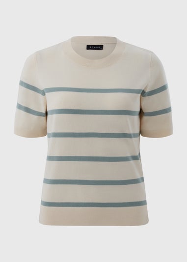 Et Vous Cream Stripe Knit T-Shirt