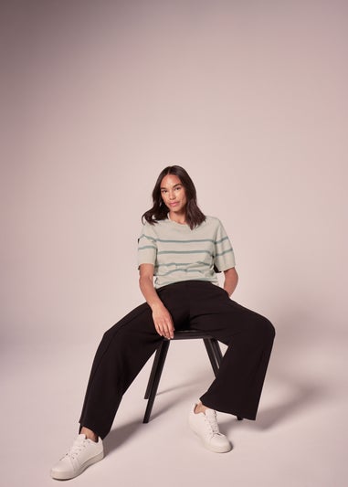 Et Vous Cream Stripe Knit T-Shirt