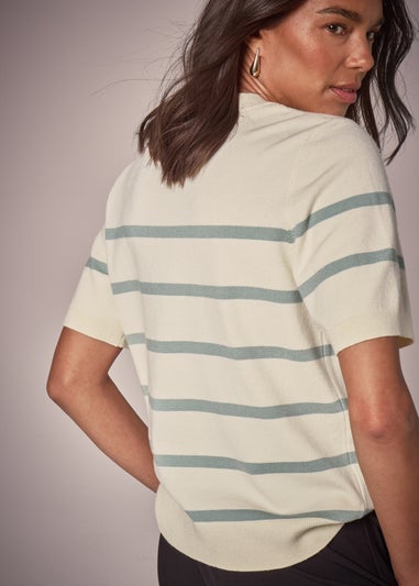 Et Vous Cream Stripe Knit T-Shirt