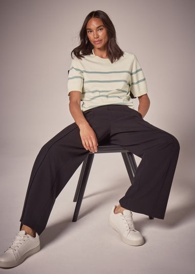 Et Vous Cream Stripe Knit T-Shirt