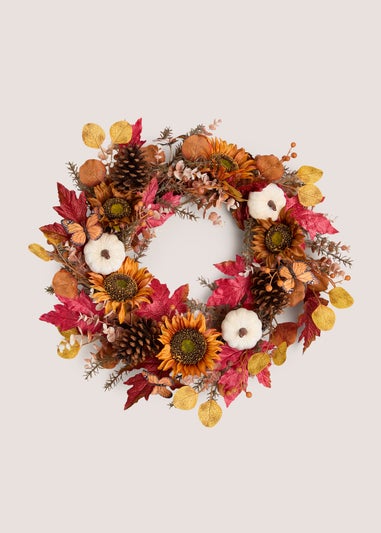 Orange Pumpkin Butterfly Wreath