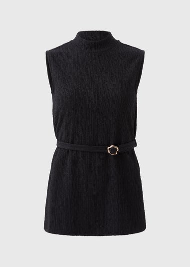 Et Vous Black High Neck Belted Co Ord Tunic