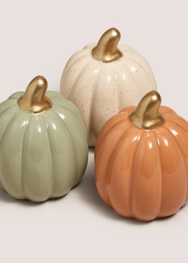 3 Pack Multicolour Ceramic Pumpkins