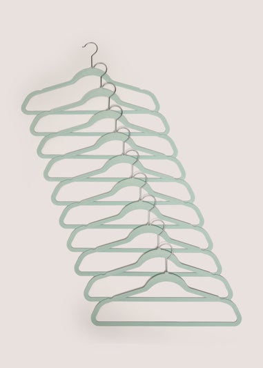 30 Piece Green Flocked Hangers