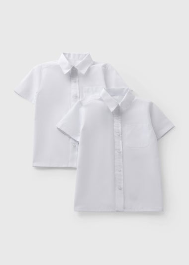 2 Pack Boys White Velcro Shirts (4-16yrs)