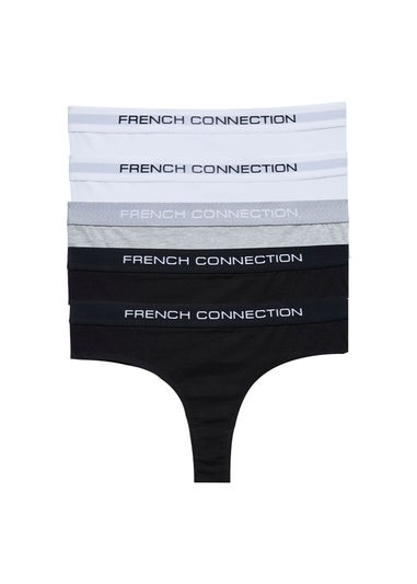 French Connection White 5 Pack Cotton French Connection Ladies Thongs