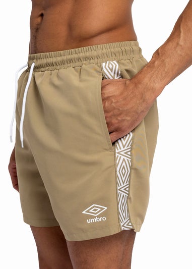 Umbro Khaki Taped Swim Shorts