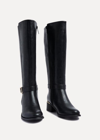 Linzi Gwen Black Faux Leather Knee High Boot