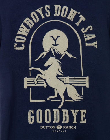 Yellowstone Blue Cowboys Don't Say Goodbye Short Sleeved T-Shirt