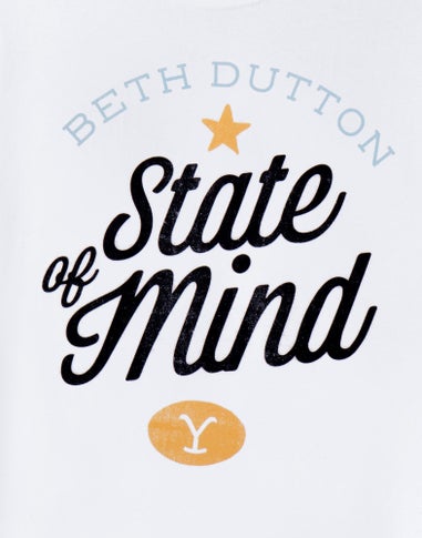 Yellowstone White Beth Dutton State Of Mind Short Sleeved T-Shirt