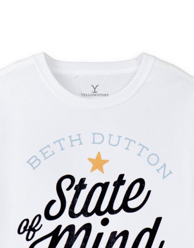 Yellowstone White Beth Dutton State Of Mind Short Sleeved T-Shirt