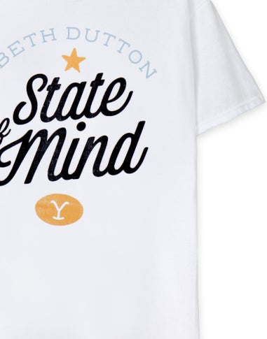 Yellowstone White Beth Dutton State Of Mind Short Sleeved T-Shirt