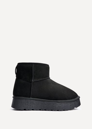 Linzi Cammie Black Faux Suede Platform Ankle Boot