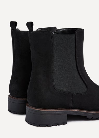 Linzi Holland Wide Fit Black Faux Suede Classic Chelsea Boot