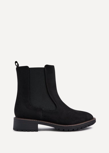 Linzi Holland Wide Fit Black Faux Suede Classic Chelsea Boot