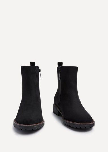 Linzi Holland Wide Fit Black Faux Suede Classic Chelsea Boot