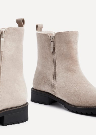 Linzi Holland Wide Fit Beige Faux Suede Classic Chelsea Boot