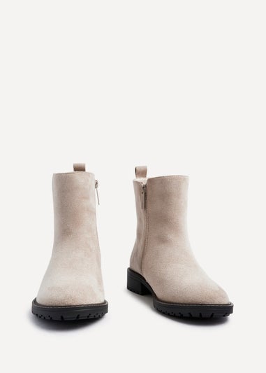 Linzi Holland Wide Fit Beige Faux Suede Classic Chelsea Boot