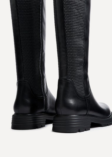 Linzi Atlas Black Faux Leather Classic Riding Boot