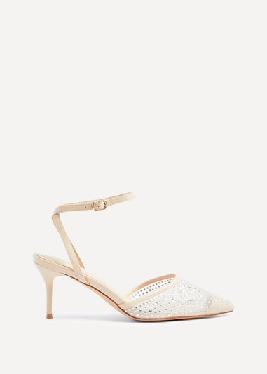 Linzi Krystal Sand Mesh & Diamante Court Heel