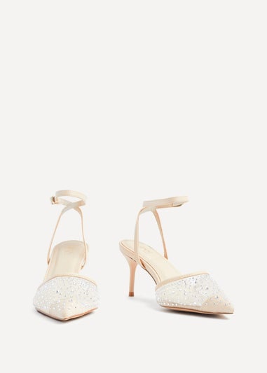 Linzi Krystal Sand Mesh & Diamante Court Heel