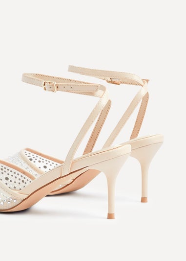 Linzi Krystal Sand Mesh & Diamante Court Heel