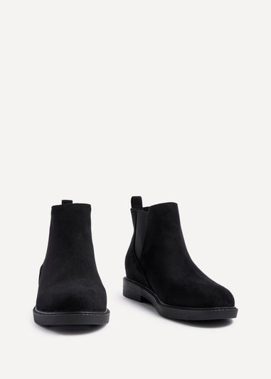 Linzi Fauna Wide Fit Black Faux Suede Classic Chelsea Boot